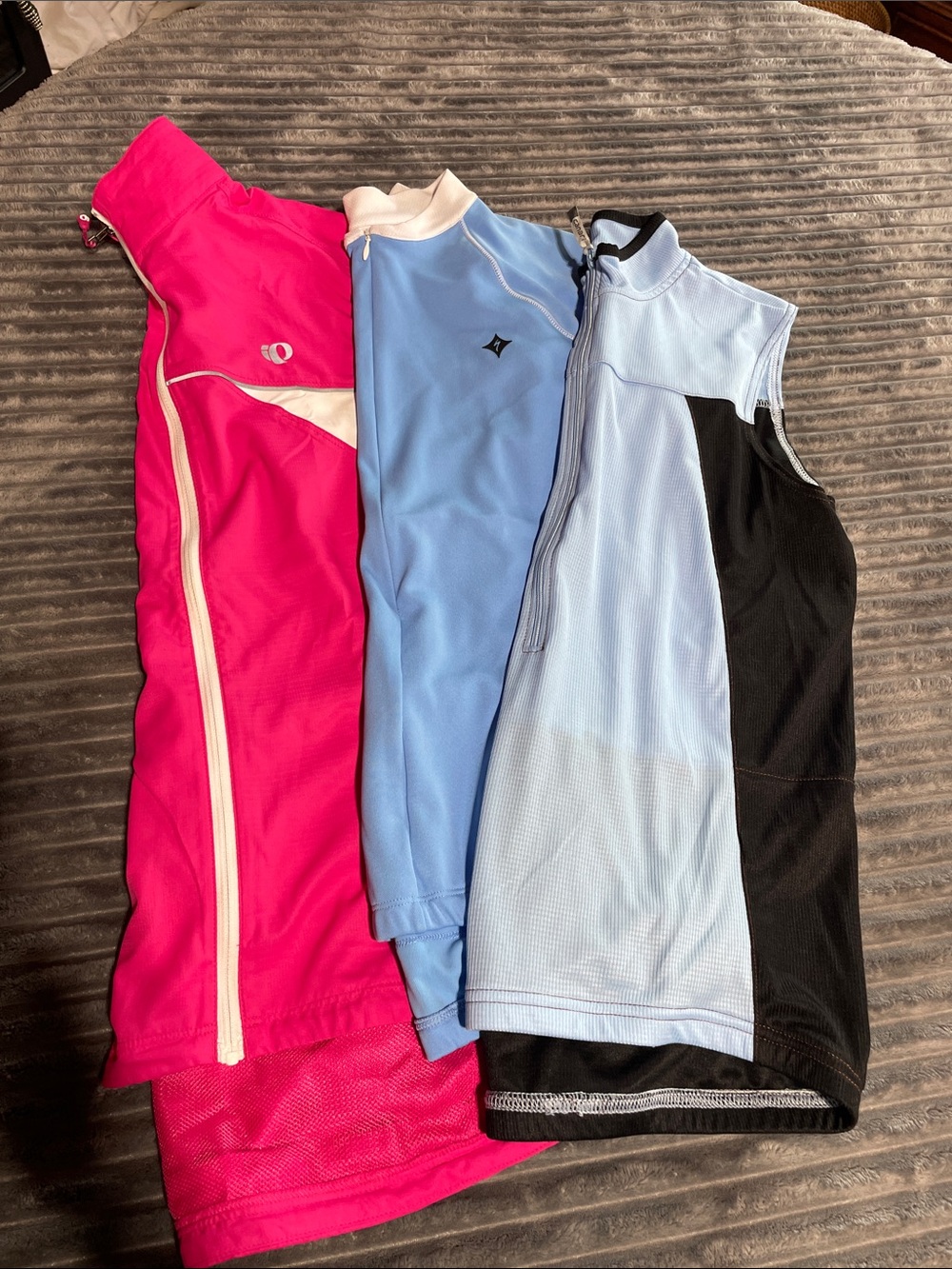 Three Cycling Jerseys - Pink & Light Blue Colorblock